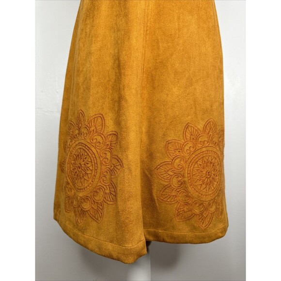 VOY Faux Suede Dress Sz Large Embroidered Boho - Picture 3 of 7